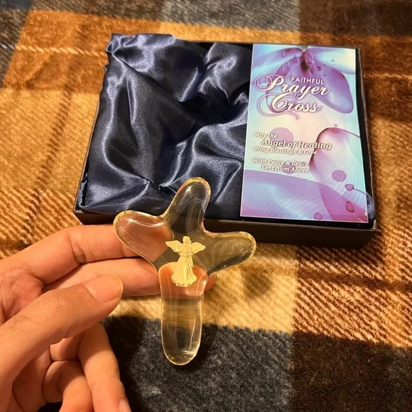NWT Faithful crystal Prayer Cross with Golden healing Angel at its center - Picture 7 of 9